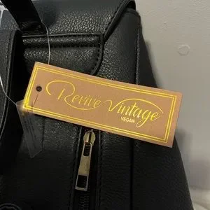 NWT Revive Vintage backpack, black vegan leather with studded tassel details NWT Revive Vintage Black Vegan Studded Backpack With Tassel  main image 3